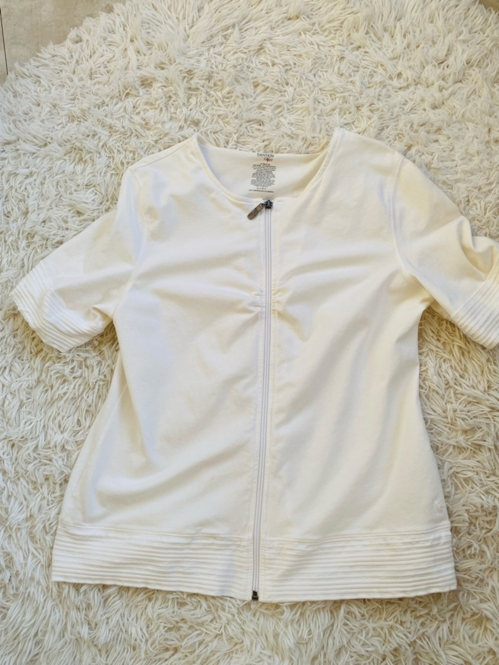 Danskin White Shorty Robe Zip Front Lounge Top Coverup XL